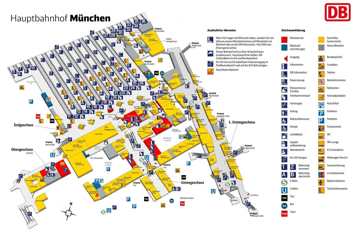 म्यूनिख सेंट्रल रेलवे स्टेशन का नक्शा