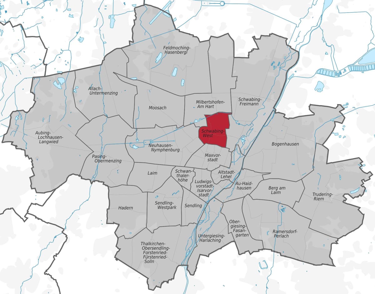 नक्शे के schwabing म्यूनिख
