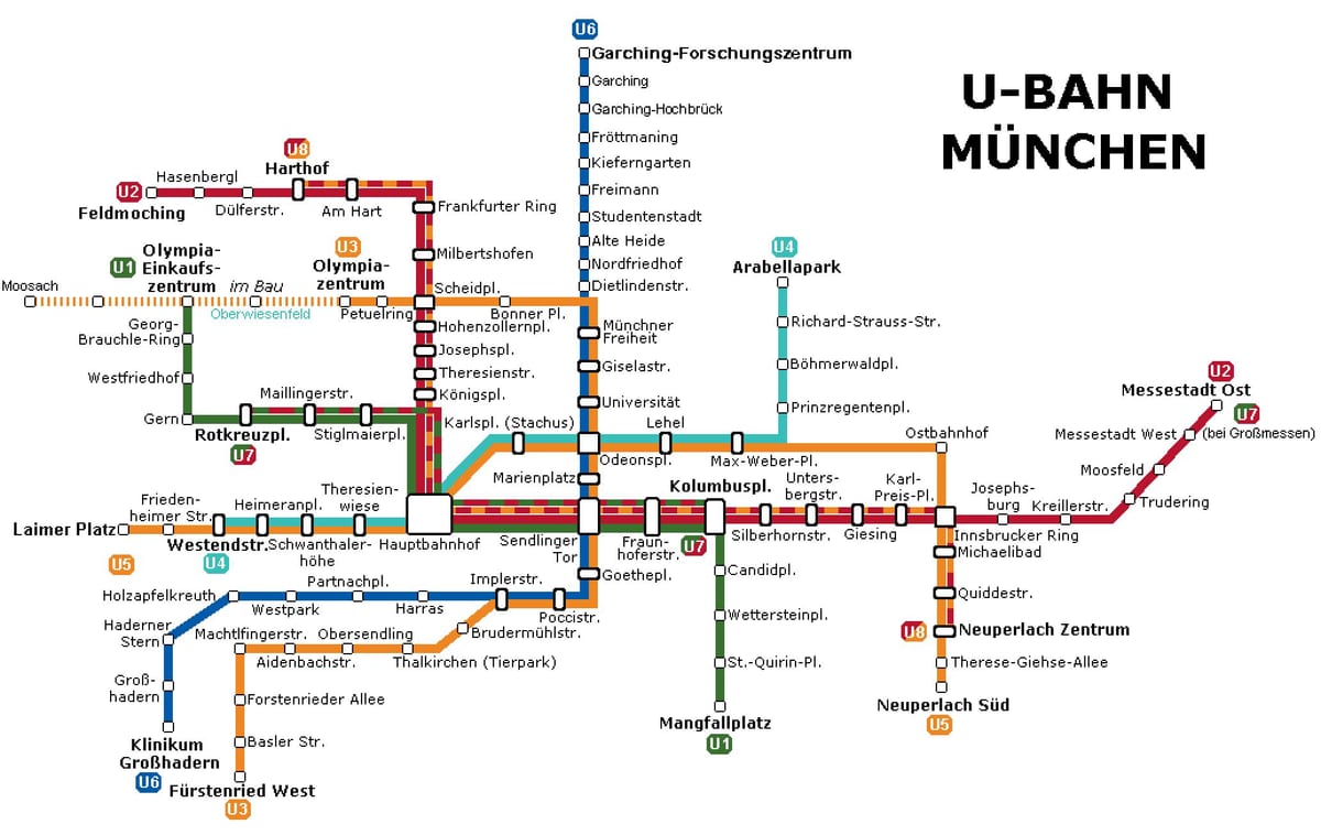 ubahn नक्शा म्यूनिख