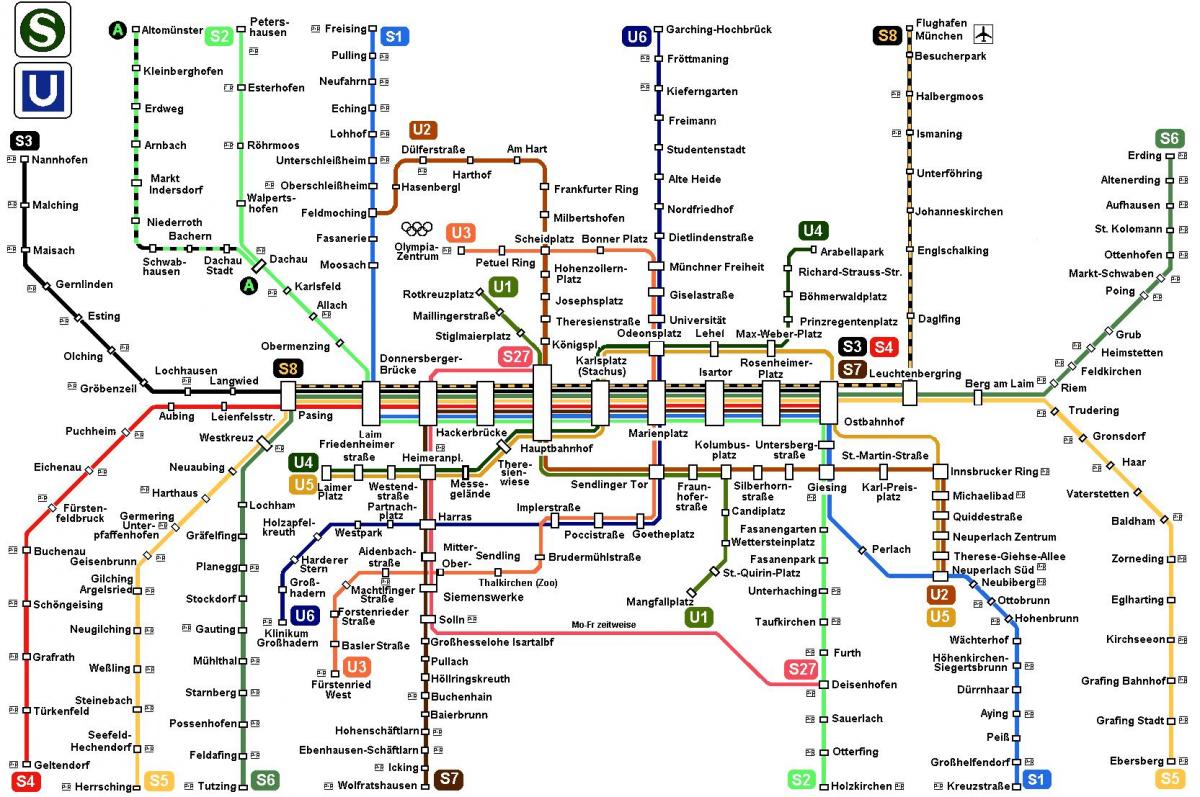 म्यूनिख s8 ट्रेन का नक्शा