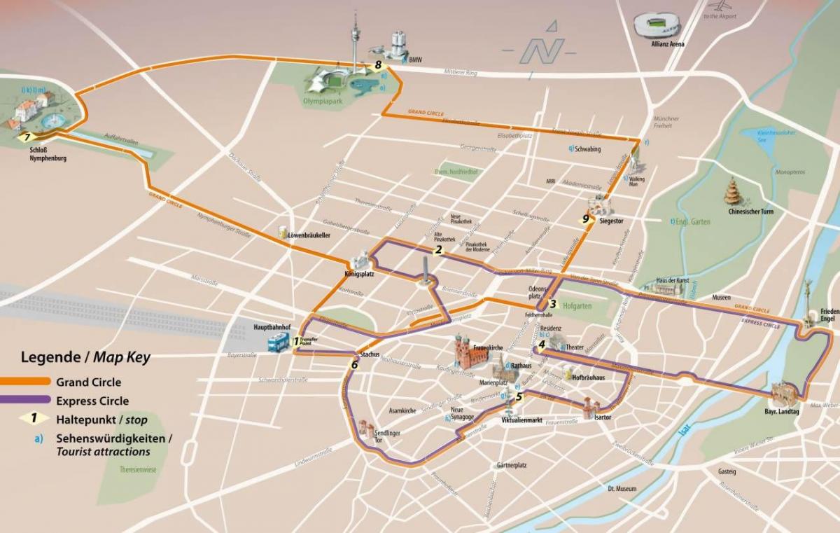 केंद्रीय बस स्टेशन म्यूनिख के मानचित्र