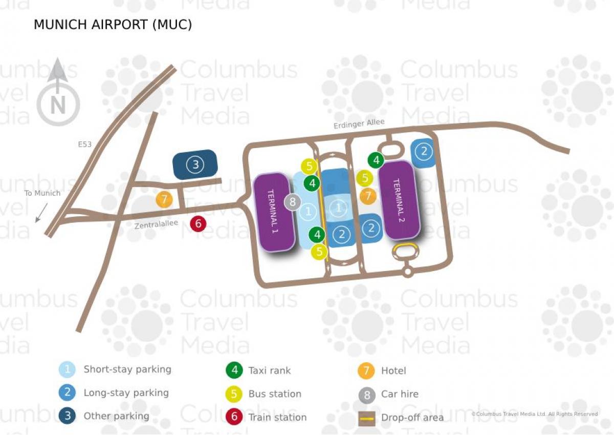 नक्शे के म्यूनिख हवाई अड्डे रेलवे स्टेशन