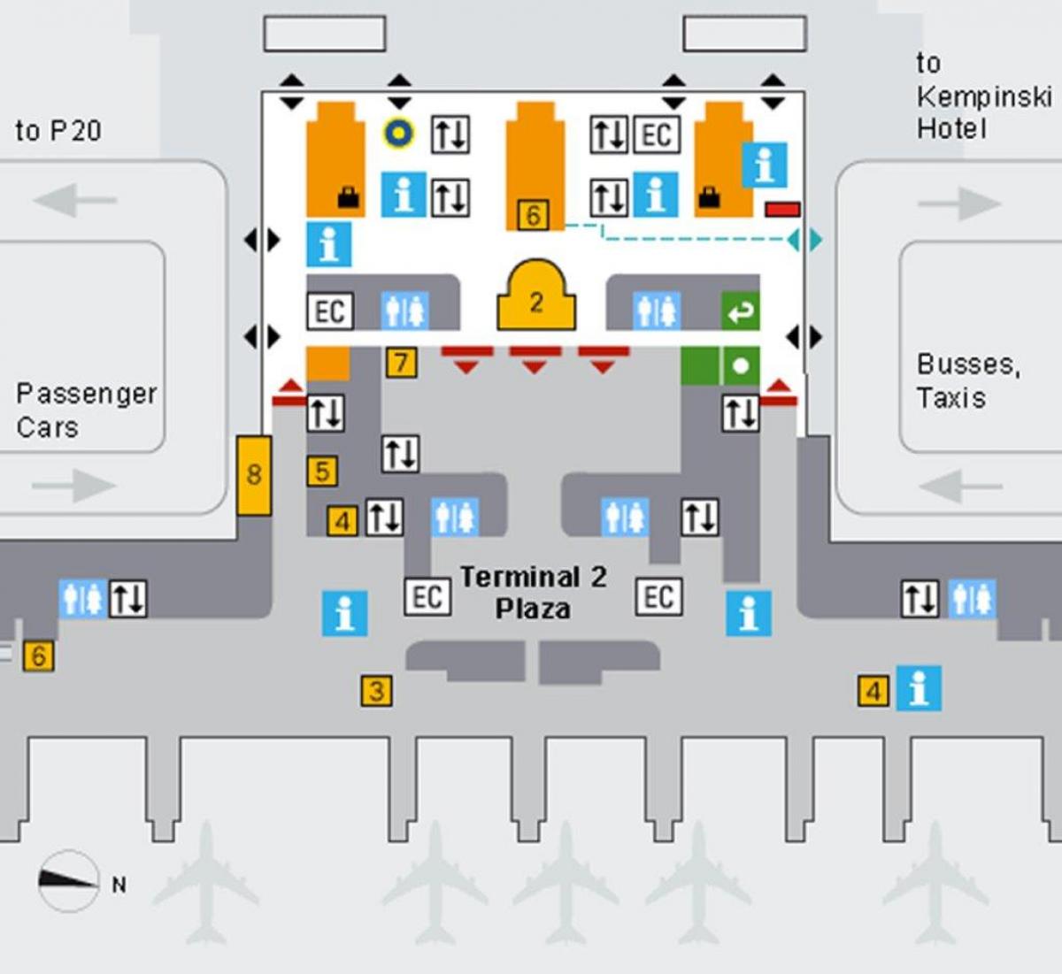 नक्शे के म्यूनिख हवाई अड्डे के आगमन