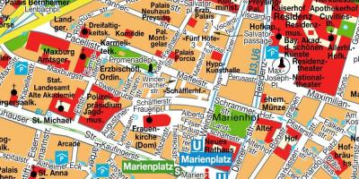सड़क के नक्शे के म्यूनिख शहर के केंद्र